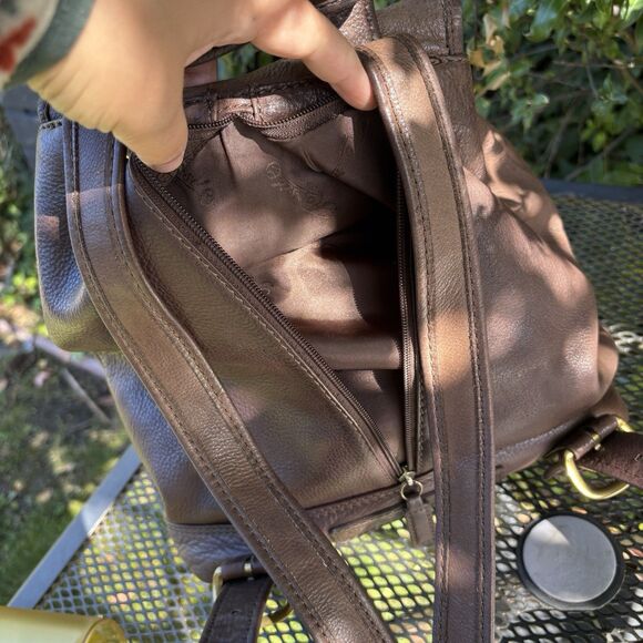 Fossil 75082 Brown Leather Backpack Drawstring Flap Pocket Bag Vintage - Picture 12 of 14